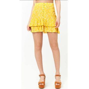 Forever 21 Calla Lily Print High-low Skirt Small